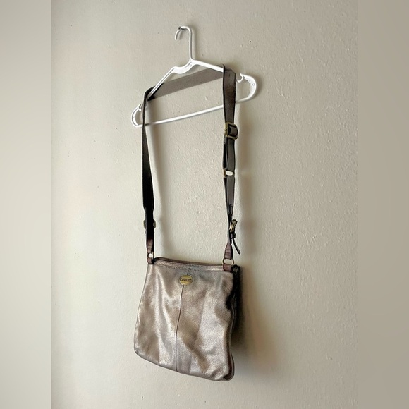 Vintage Fossil Crossbody Bag Purse Leather Metallic Bronze - Picture 2 of 9